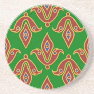 Green, Red, Fleur-de-lys Coaster