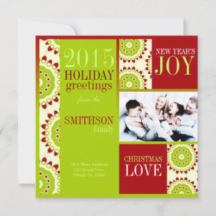 Green Red Fruity Christmas Holidays 3 Photo Card