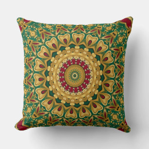 Green Red Gold Decorative Christmas Throw Pillow