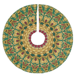 Green Red Gold Decorative Holiday Tree Skirt