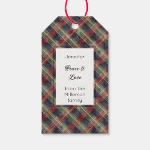 Green Red Gold Plaid Christmas Rectangle   Gift Tags
