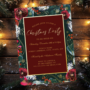 Green Red Gold Swirl Flower Frame Christmas Party