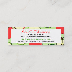 Green & Red Half Apple Print Skinny Business Card
