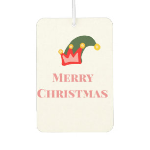 Green red hat merry Christmas add name text name Car Air Freshener