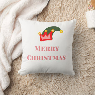 Green red hat merry Christmas add name text name Cushion