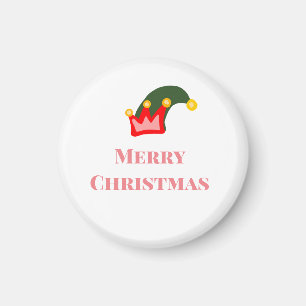 Green red hat merry Christmas add name text name Magnet