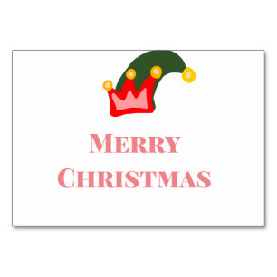 Green red hat merry Christmas add name text name Table Number