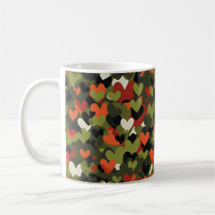 Green Red Heart Pattern Coffee Mug
