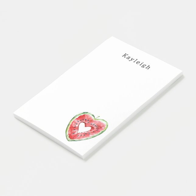 Green Red Heart Watermelon Birthday Post-it Notes (Angled)