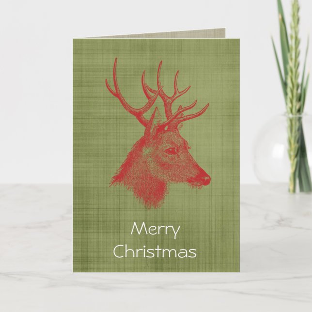 Green Red Holiday Rustic Deer (Front)