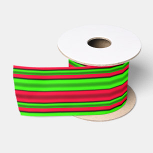 Green & Red Horizontal Stripes Satin Ribbon