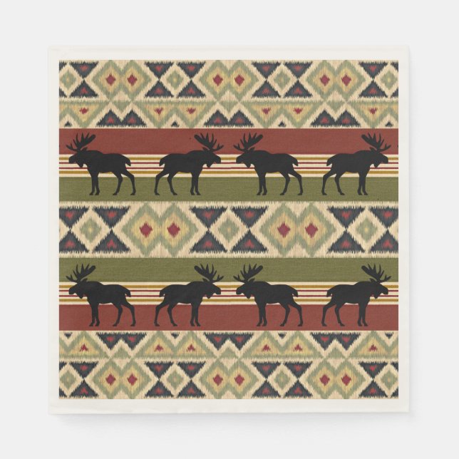 Green Red Ivory Ochre Ethnic Look Napkin (Front)