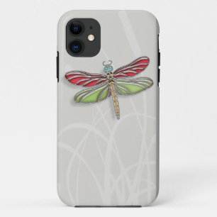 Green & Red Jewelled Dragonfly iPhone 11 Case