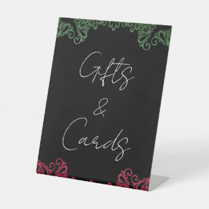 Green Red Lace Elegant Fiesta Wedding Gifts Cards  Pedestal Sign