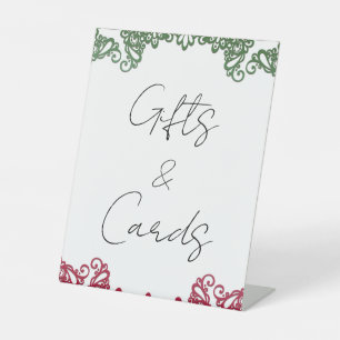 Green Red Lace Elegant Fiesta Wedding Gifts Cards  Pedestal Sign