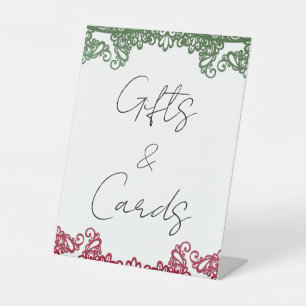Green Red Lace Elegant Fiesta Wedding Gifts Cards  Pedestal Sign