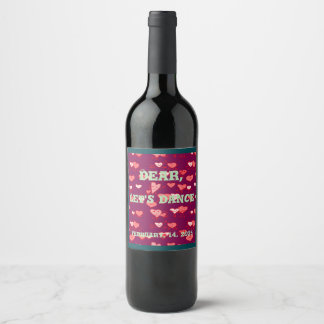 Green Red Let's Dance Dancing Hearts Wine Label