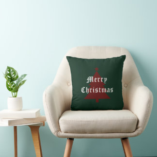 Green & Red "Merry Christmas" Throw Pillow
