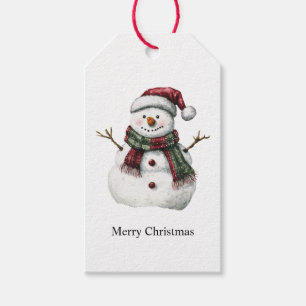 Green Red Merry Christmas Trees Snowman Gift Tags