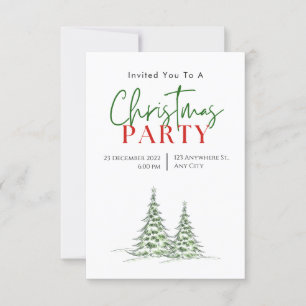 Green Red Modern Christmas Party Invitation