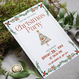 Green Red Modern Christmas Party Invitation