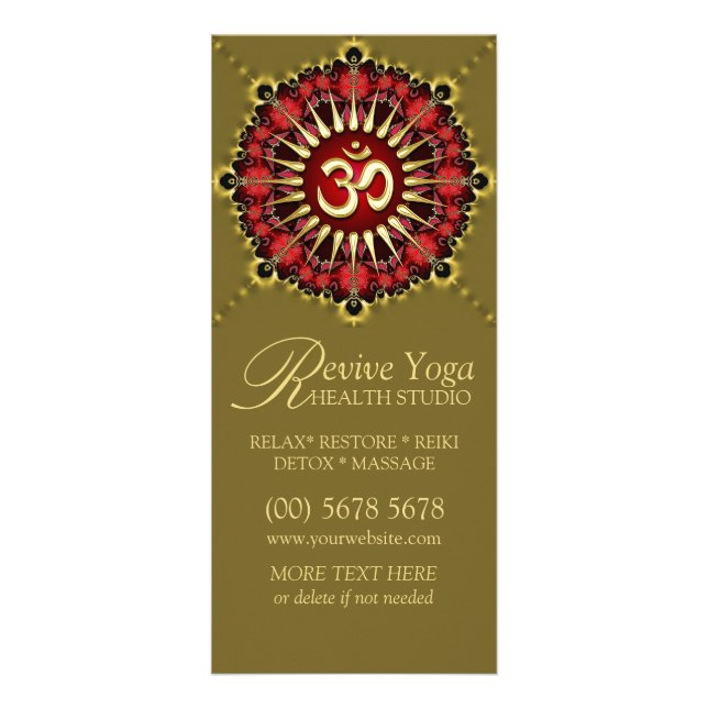 Green Red NewAge Gold OM Sign Yoga Rack Cards (Front)