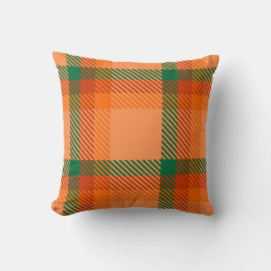 Green, Red, Orange and Beige Tartan Plaid Scottish Cushion