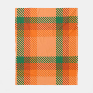Green, Red, Orange and Beige Tartan Plaid Scottish Fleece Blanket
