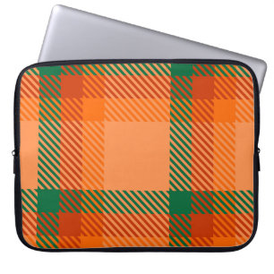 Green, Red, Orange and Beige Tartan Plaid Scottish Laptop Sleeve