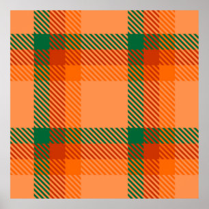 Green, Red, Orange and Beige Tartan Plaid Scottish Poster
