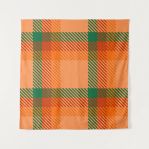 Green, Red, Orange and Beige Tartan Plaid Scottish Tapestry