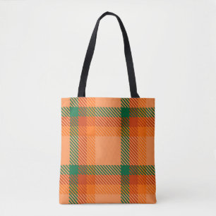 Green, Red, Orange and Beige Tartan Plaid Scottish Tote Bag