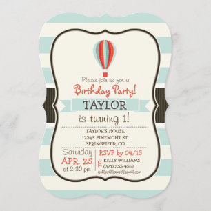 Green, Red, Orange Hot Air Balloon Invitation