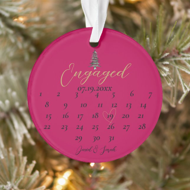 Green red Pagoda Christmas Tree Engagement  Ornament (Tree)