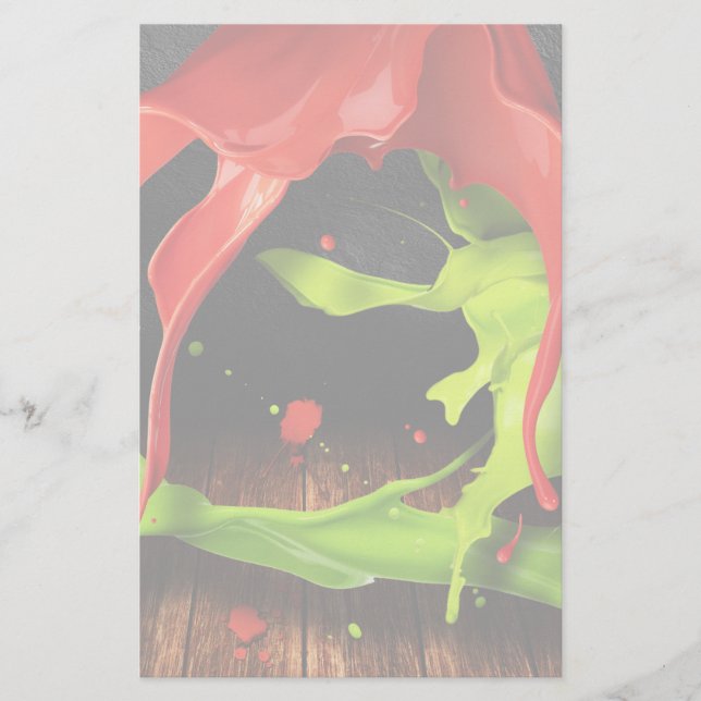 Green red paint stationery (Front)