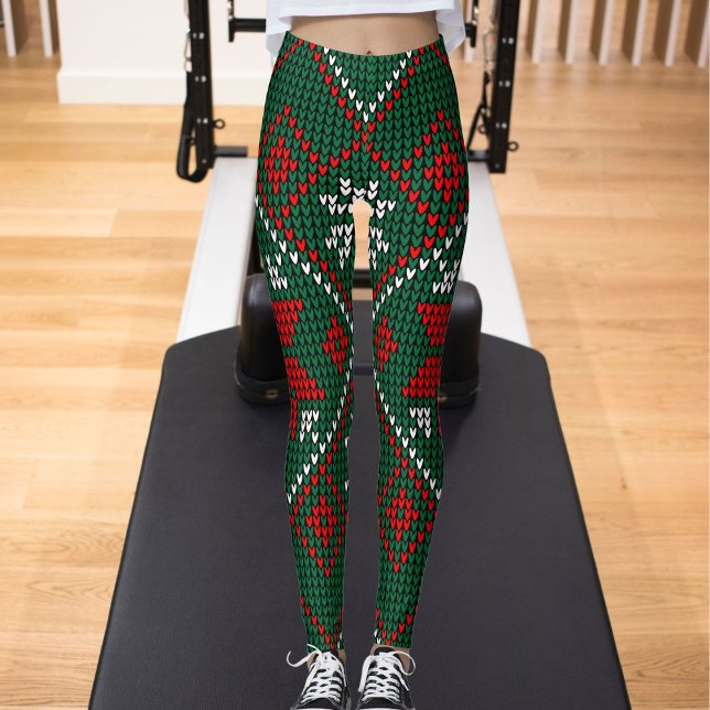 Green Red Pattern Ultra Soft Womens Christmas Gift Leggings (Creator Uploaded)