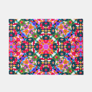 Green Red Pink Christmas Jolly Colourful Pattern Doormat