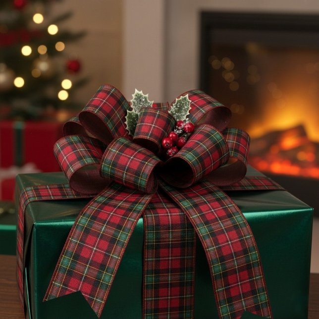 Green Red Plaid Christmas  Grosgrain Ribbon (Green Red Plaid Christmas Grosgrain Ribbon)