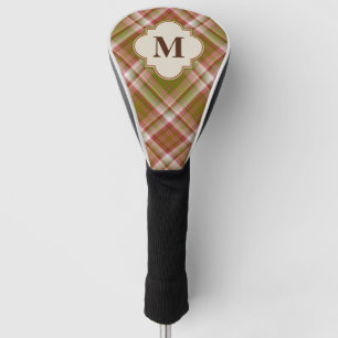 Green Red Plaid Monogram Golf Head Cover