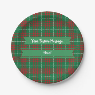 Green & Red Plaid Paper Plate