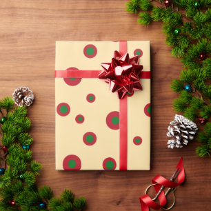 Green Red Polka Dots Yellow BeigeGeometric Circle Wrapping Paper