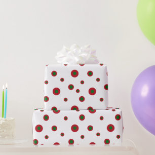 Green Red Polka Dots Yellow Brown Geometric Circle Wrapping Paper