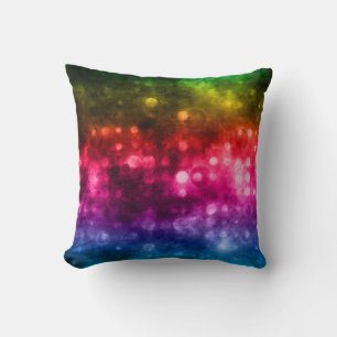 Green, Red, Purple & Blue Abstract Bokeh Design Cushion
