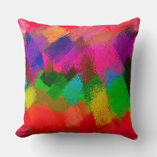 Green Red Purple Yellow Abstract Cushion