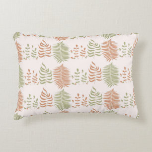Green Red Retro Vintage Leaf Pattern Decorative Cushion