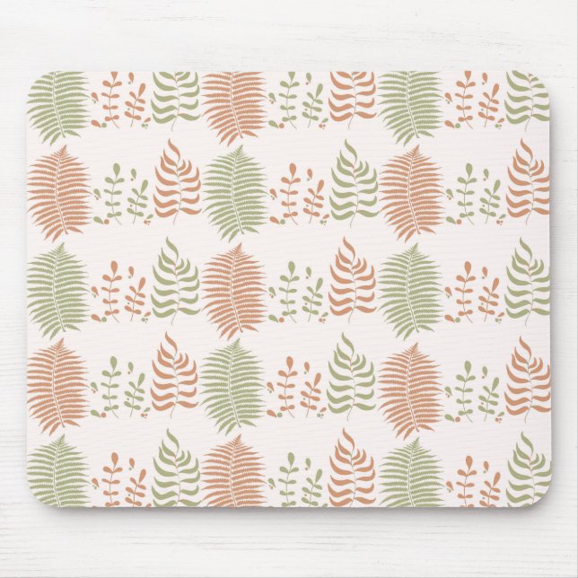 Green Red Retro Vintage Leaf Pattern  Mouse Pad (Front)
