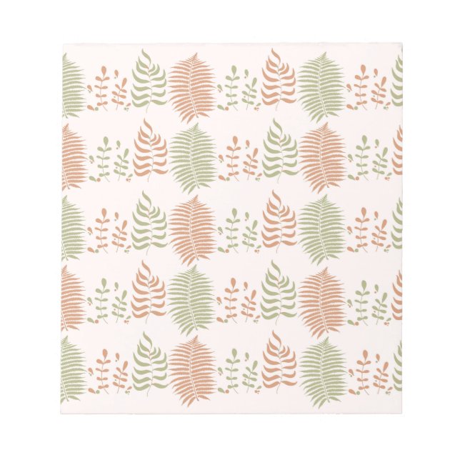 Green Red Retro Vintage Leaf Pattern  Notepad (Front)