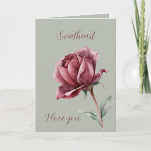 Green Red Rose Sweetheart Love Card