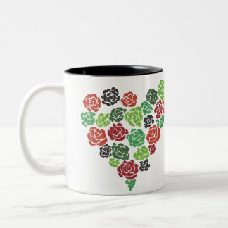Green & Red Roses Floral Coffee Mug