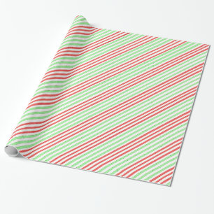 Green Red Stripe Wrapping Paper